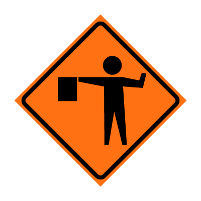 36" x 36" Roll Up Traffic Sign - Flagger Symbol