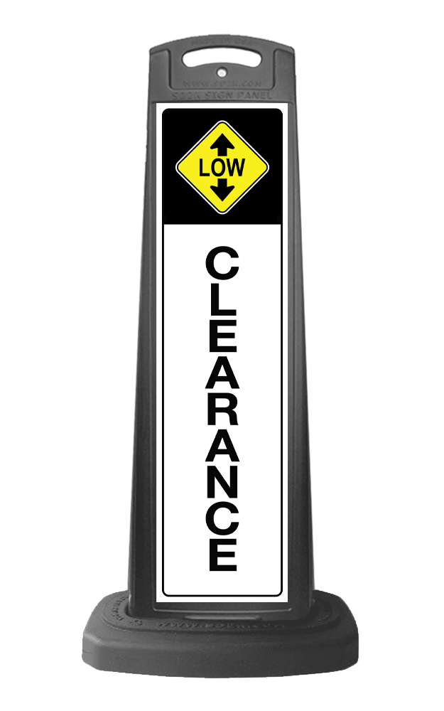 Black Reflective Vertical Sign Panel w/Base Option - Low Clearance