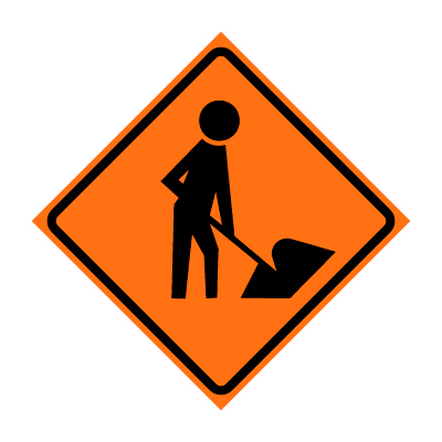 48" x 48" Roll Up Traffic Sign - Men Working Symbol