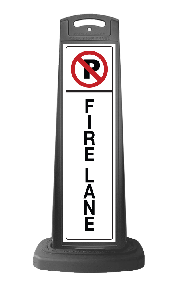 Black Reflective Vertical Sign Panel w/Base Option - No Parking Fire Lane