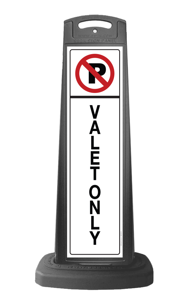 Black Reflective Vertical Sign Panel w/Base Option - No Parking Valet Only