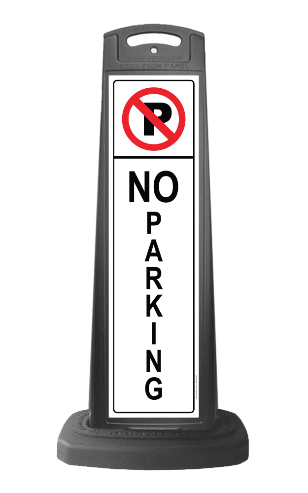 Black Reflective Vertical Sign Panel w/Base Option - No Parking