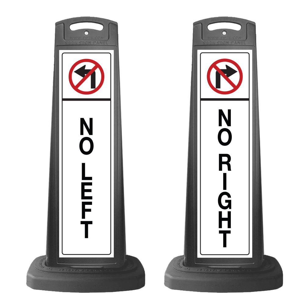 Black Reflective Vertical Sign Panel w/Base Option - No Right, No Left
