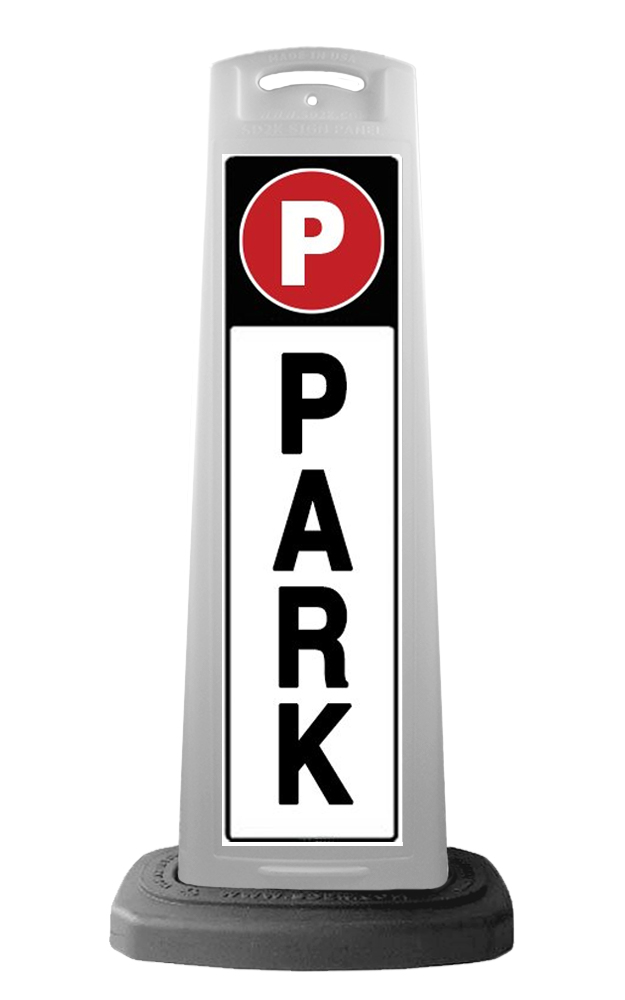White Reflective Vertical Sign Panel w/Base Option - Park