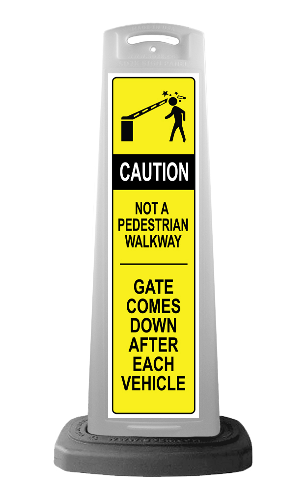White Vertical Sign Panel w/Base Option - Caution Not a Walkway