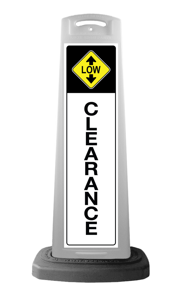 White Reflective Vertical Sign Panel w/Base Option - Low Clearance