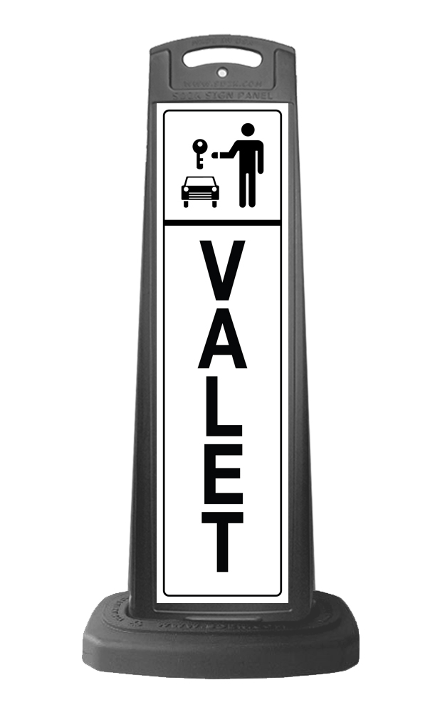 Black Reflective Vertical Sign Panel w/Base Option - Valet with Keys