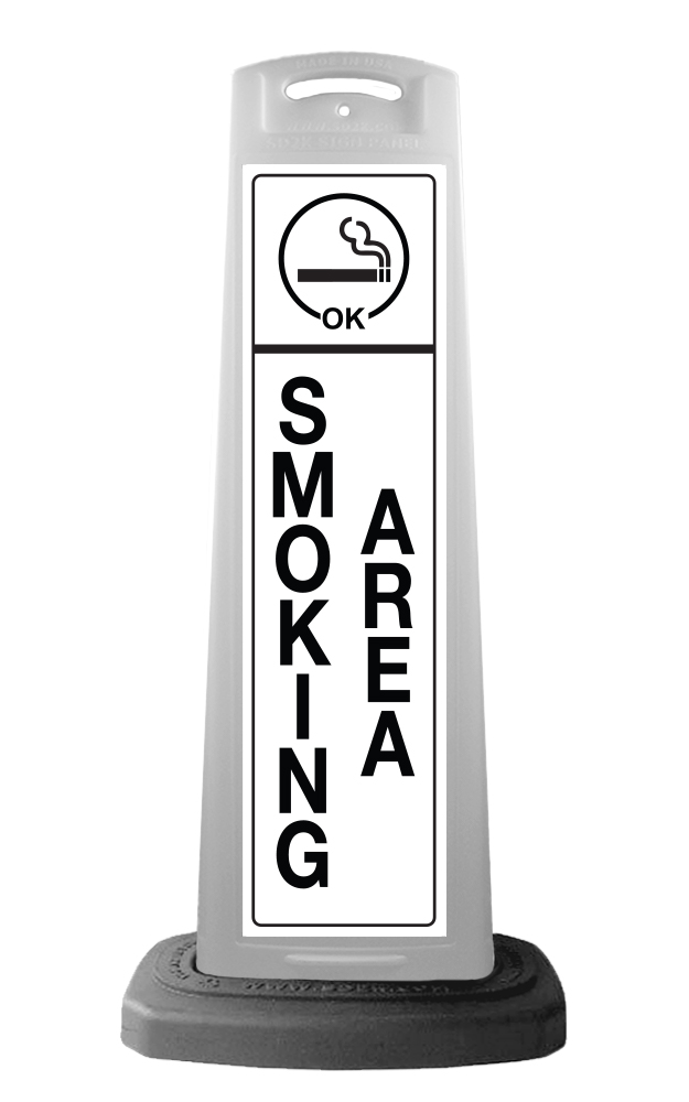 White Vertical Sign Panel w/Base Option - Smoking Area