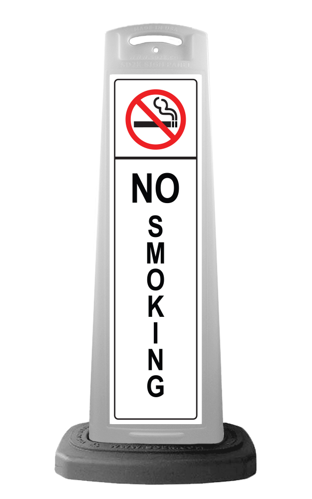 White Reflective Vertical Sign Panel w/Base Option - No Smoking
