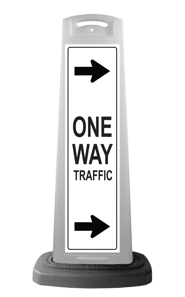 White Vertical Sign Panel w/Base Options - One Way Traffic Arrows