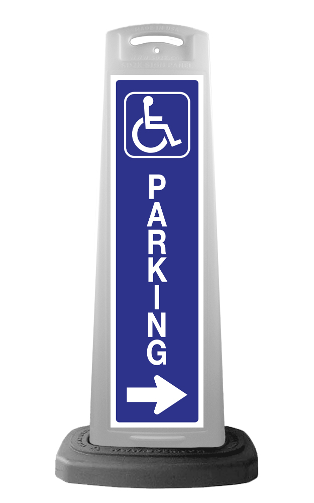 White Reflective Vertical Sign Panel w/Base Option - Handicap Parking