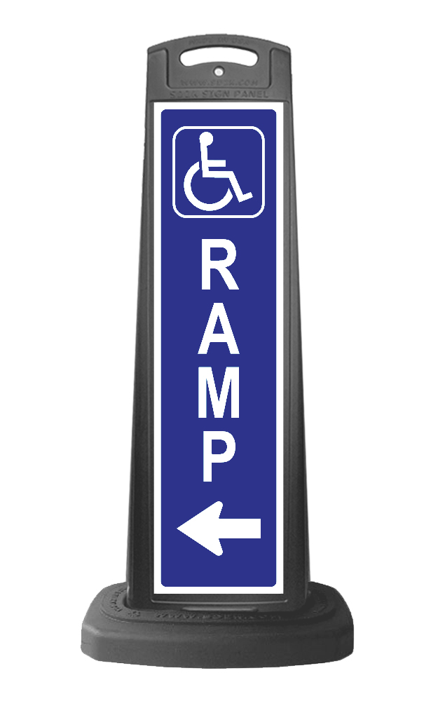 Black Reflective Vertical Sign Panel w/Base Option - Handicap Ramp