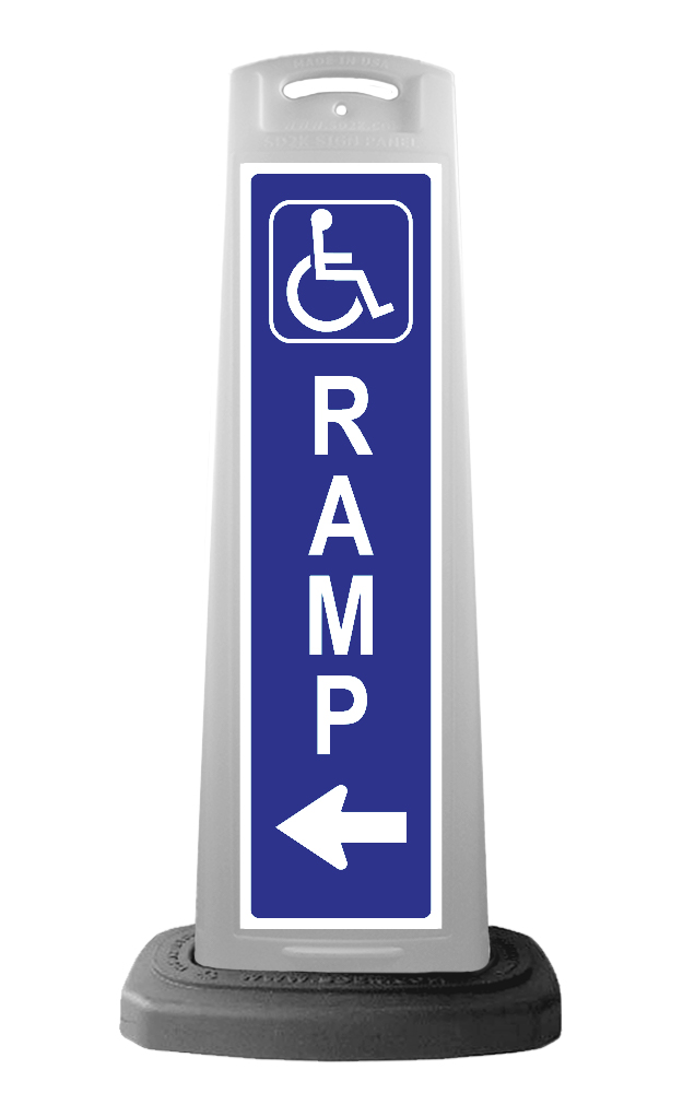 White Reflective Vertical Sign Panel w/Base Option - Handicap Ramp