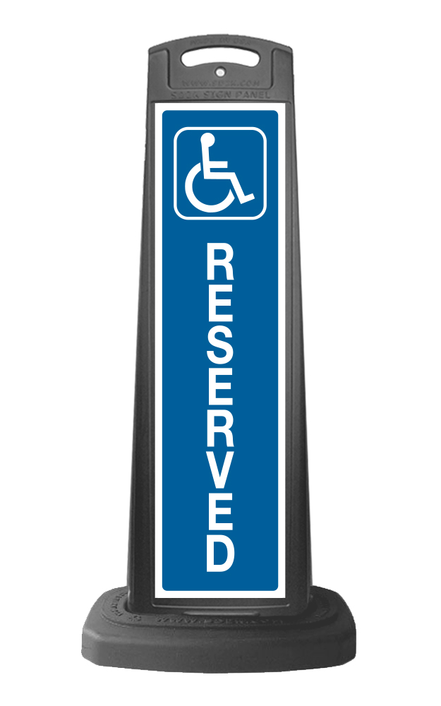 Black Reflective Vertical Sign Panel w/Base Option - Handicap Reserved 