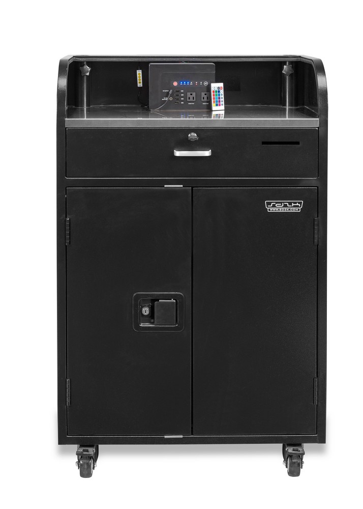 Glow Series Elite Valet Podium w/WRGB LED Light & Power Station, 150 Hooks 