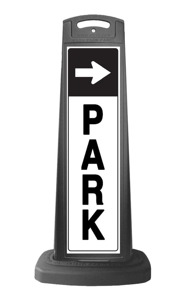 Black Reflective Vertical Panel w/Base Option - Park & Arrow