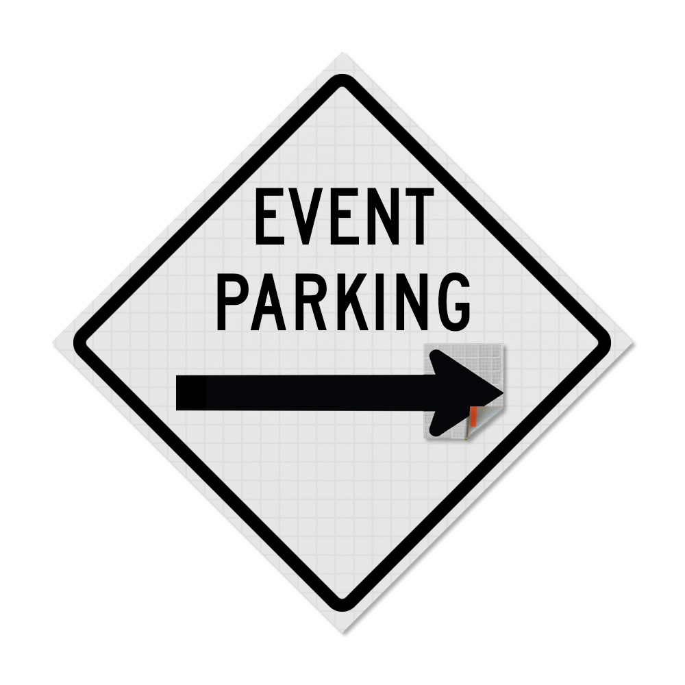White Roll Up Traffic Sign - Event Parking