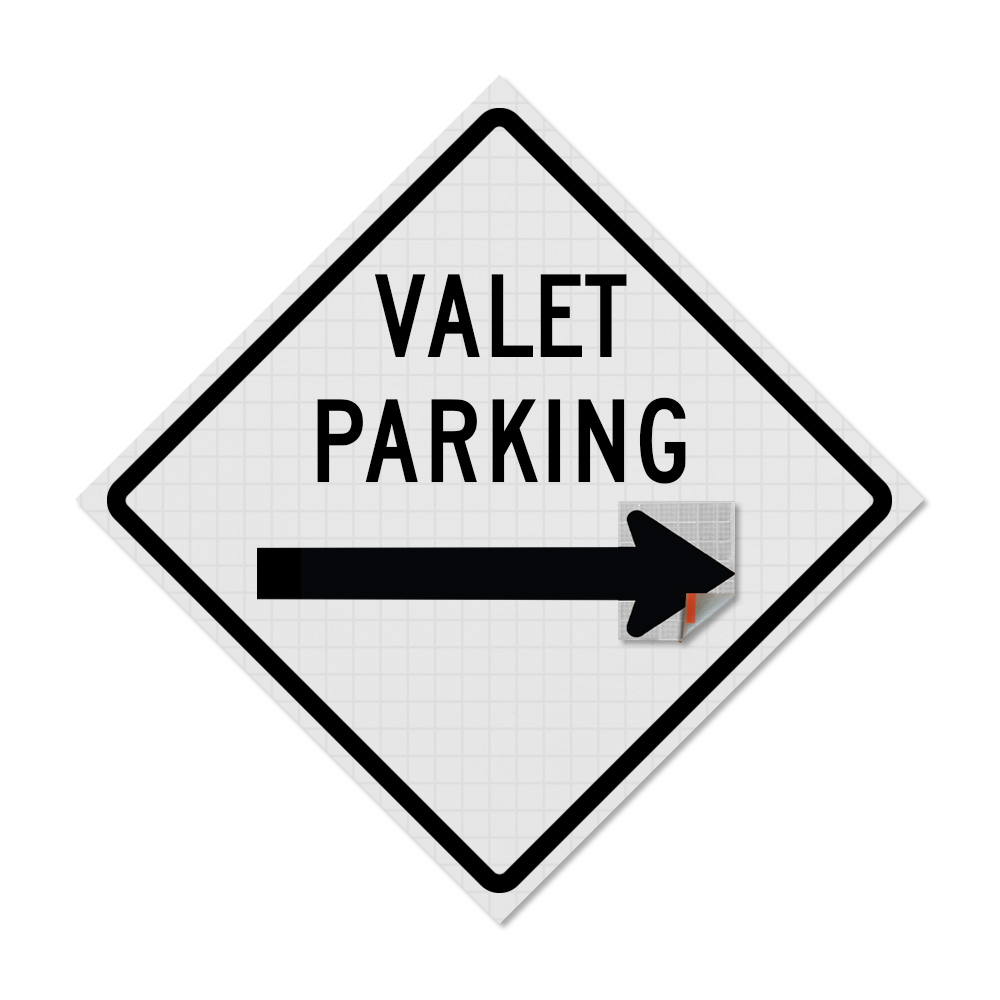 White Roll Up Traffic Sign - Valet Parking