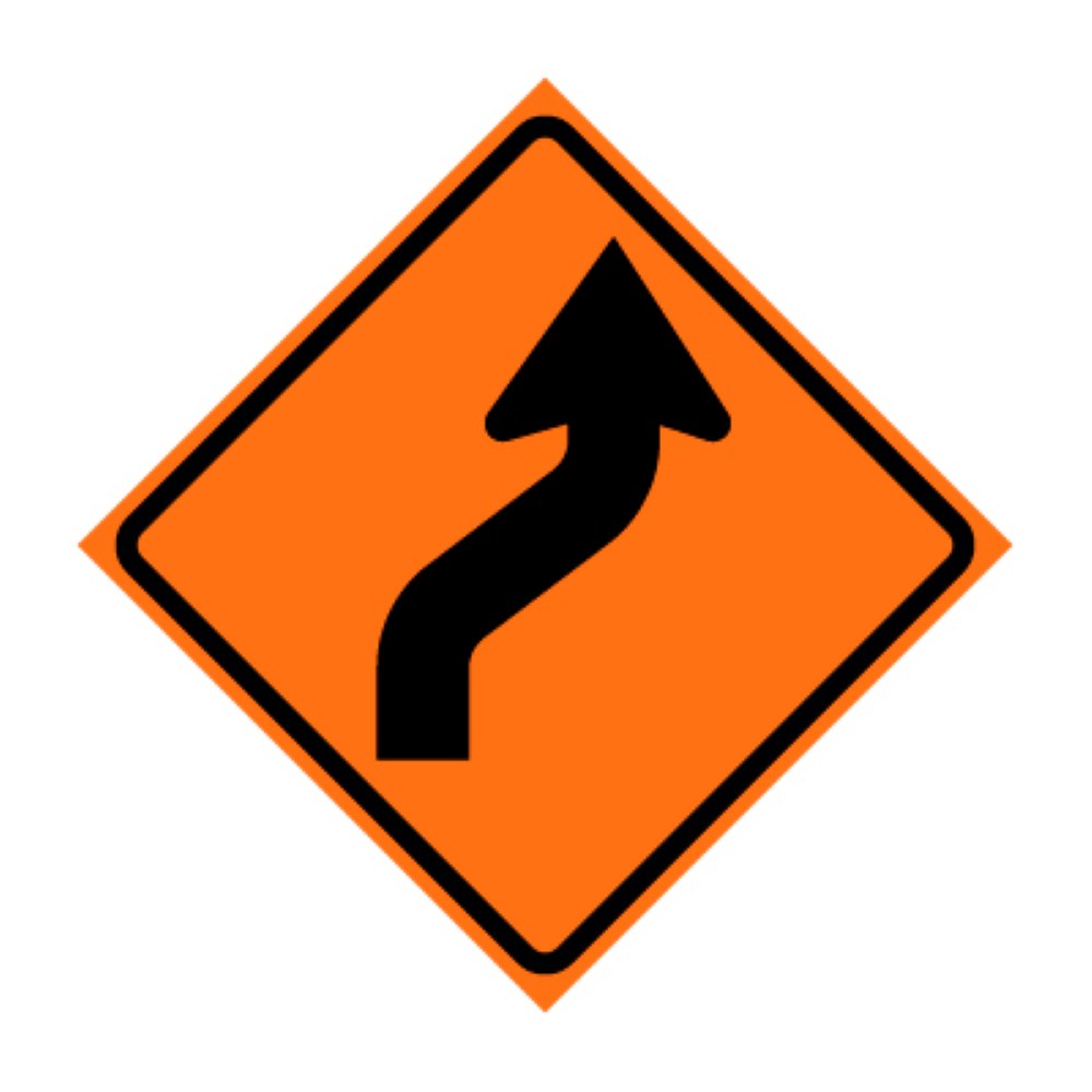 Reverse Curve Right Symbol Roll-Up Traffic Sign