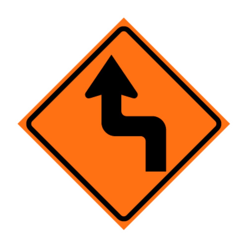Reverse Turn Left Symbol Roll-Up Traffic Sign