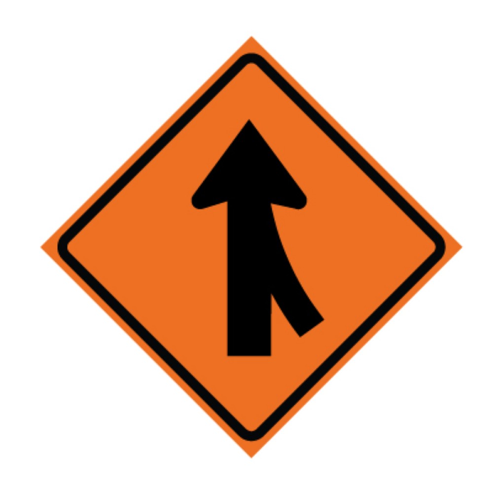 Right Lane Merge Symbol Roll-Up Traffic Sign