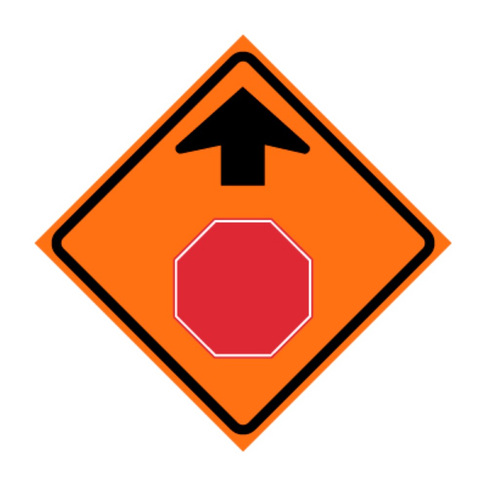 Stop Ahead Symbol Roll-Up Traffic Sign