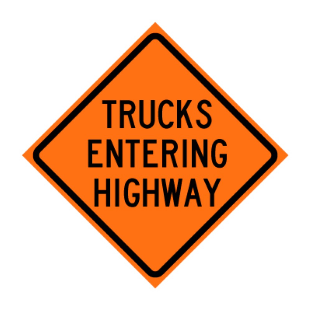 Trucks Entering Highway Roll-Up Traffic Sign