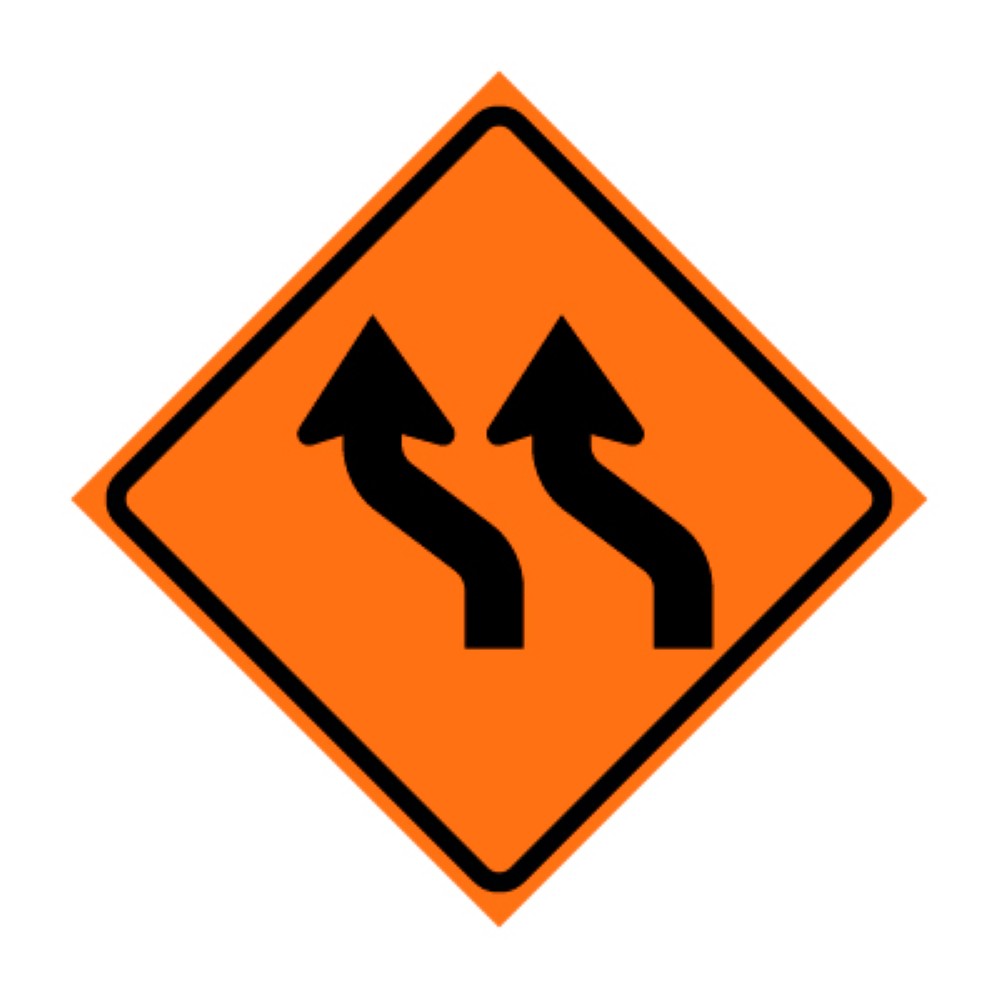 Two Lane Reverse Curve Left Symbol Roll-Up Traffic Sign