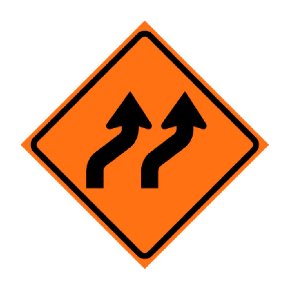 Two Lane Reverse Curve Right Symbol Roll-Up Traffic Sign
