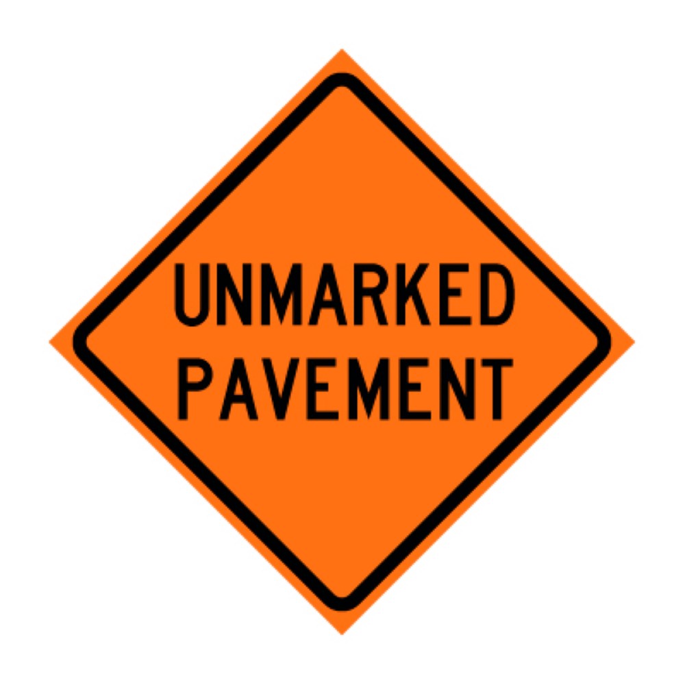 Unmarked Pavement Roll-Up Traffic Sign