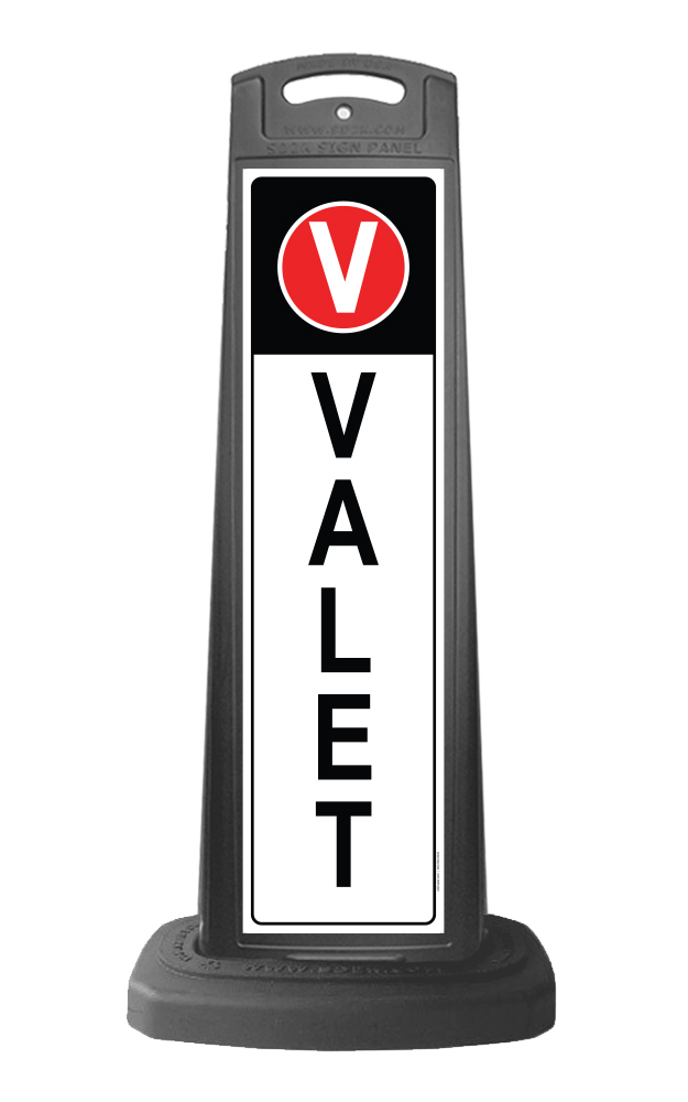 Black Reflective Vertical Sign Panel w/Base Option - Valet 