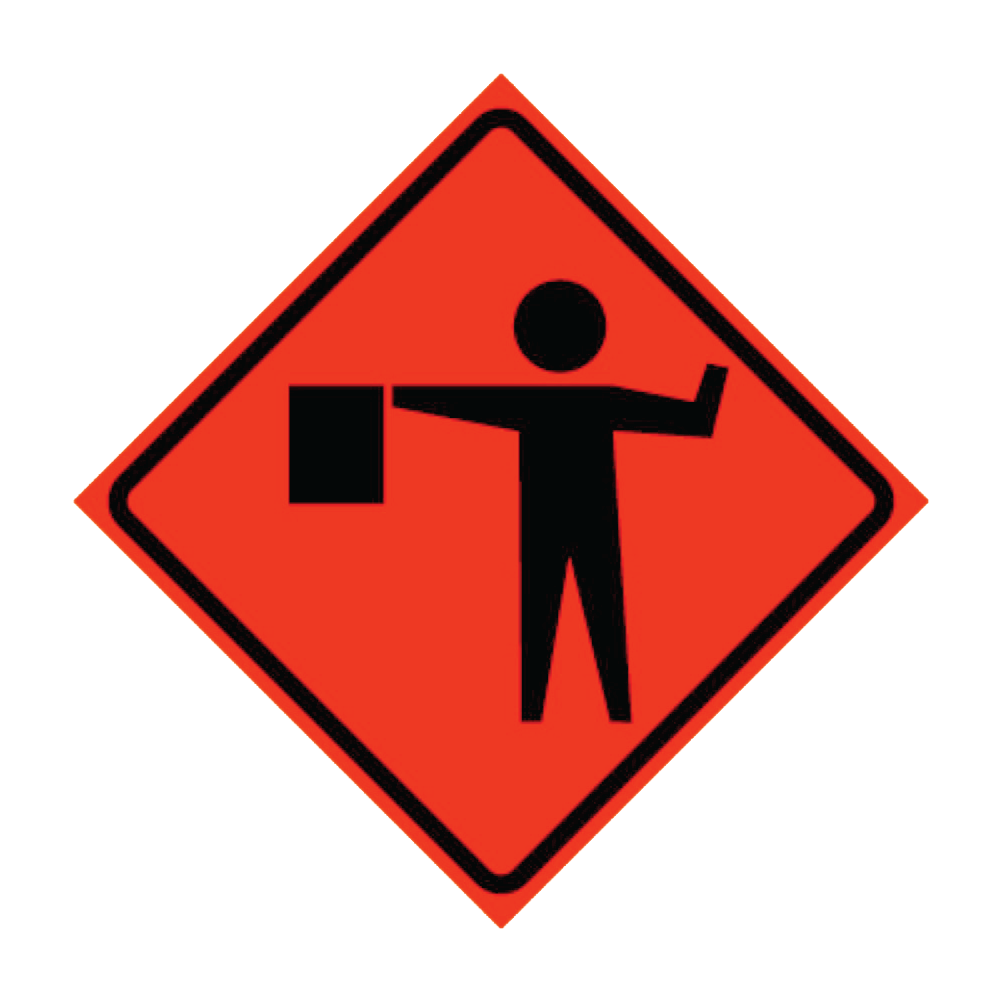 Flagger Symbol Roll-Up Traffic Sign