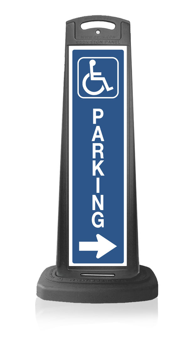 Black Reflective Vertical Sign Panel w/Base Option - Handicap Parking