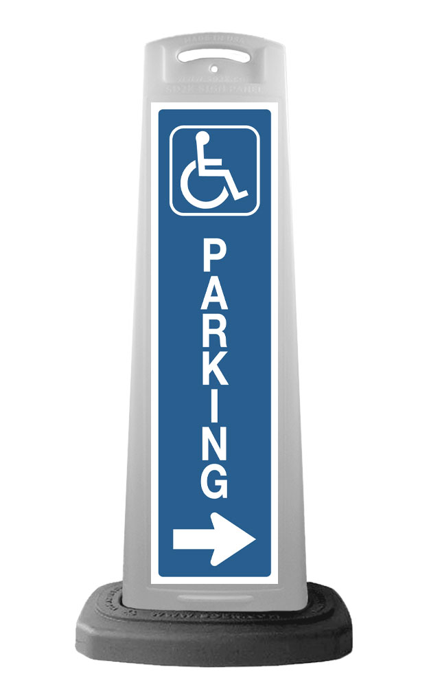 White Reflective Vertical Sign Panel w/Base Option - Handicap Parking