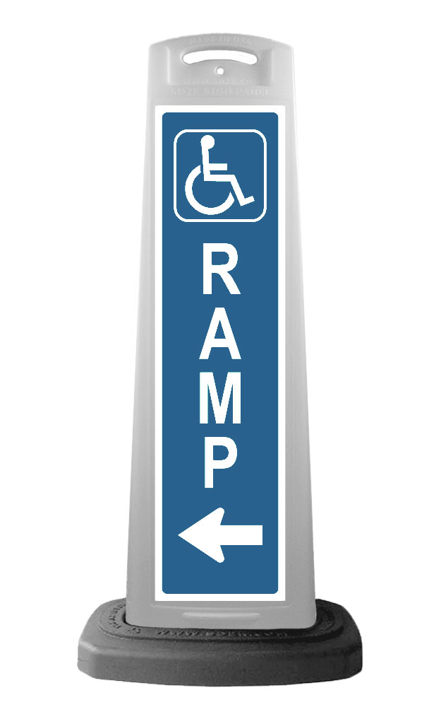 White Reflective Vertical Sign Panel w/Base Option - Handicap Ramp