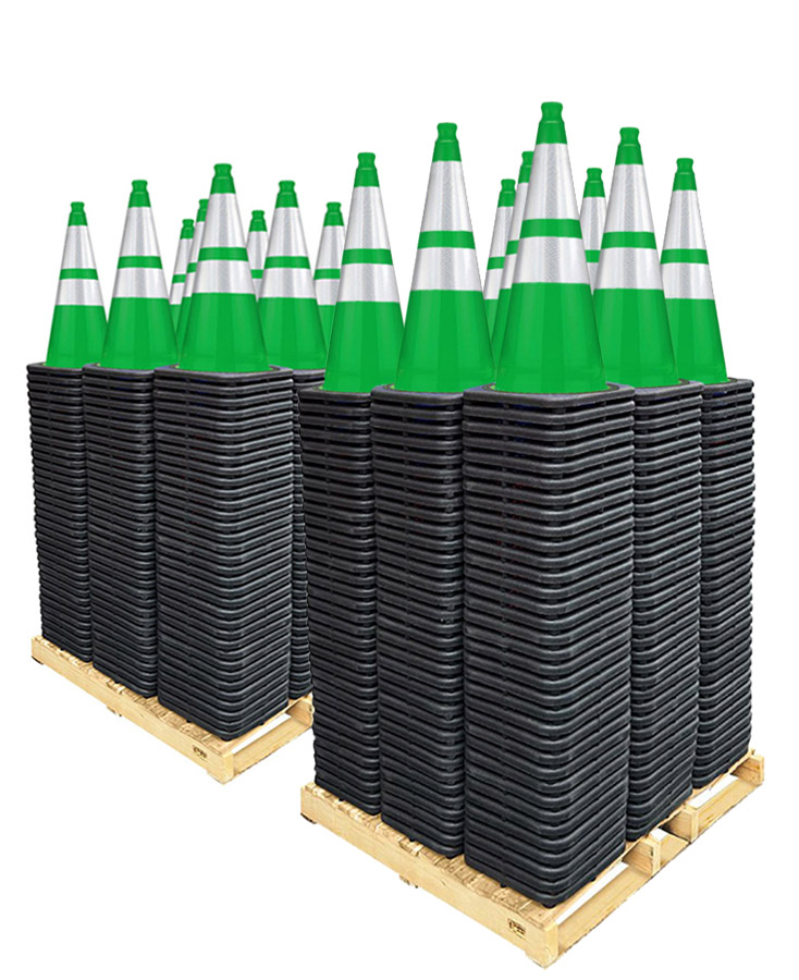 Pallet Bundle 28" Traffic Cones, 7lb Black Base, w/6" & 4" 3M Reflective Collar - Select Color