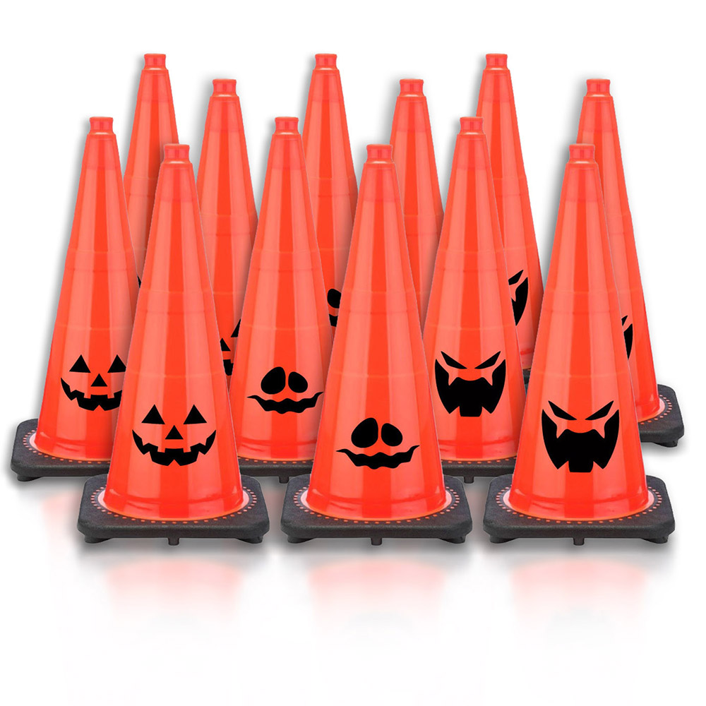 28" Orange Halloween Traffic Cones - 12 Pack