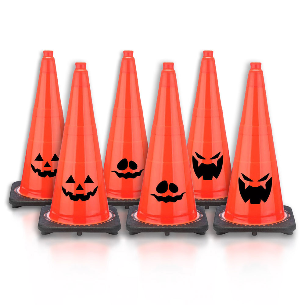 28" Orange Halloween Traffic Cones - 6 Pack