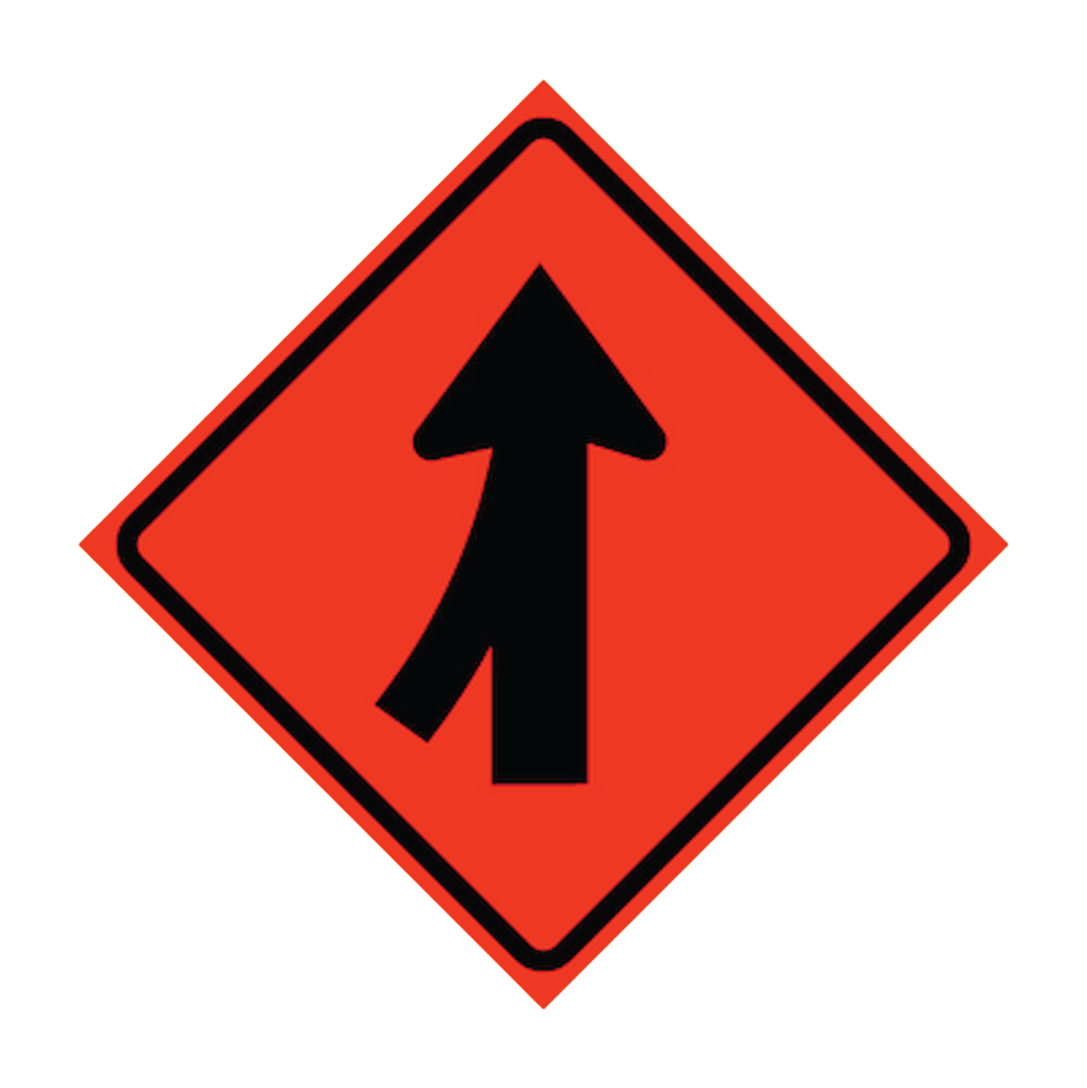 Left Lane Merge Symbol Roll-Up Traffic Sign