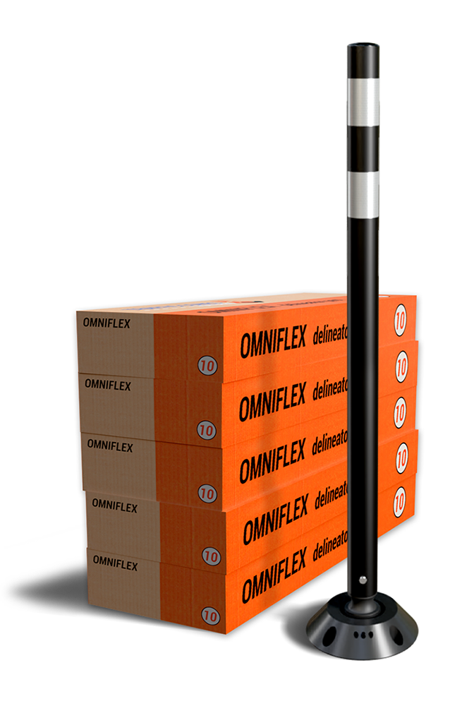 Omniflex 48 Inch Tubular Traffic Delineator - Black - 50 Pack 