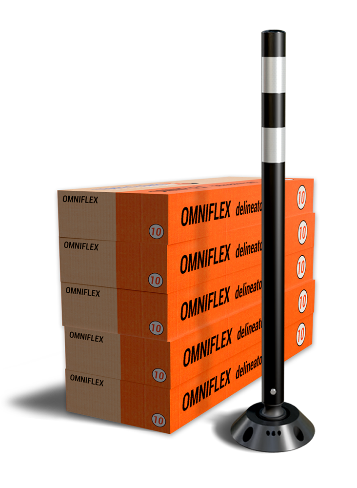 Omniflex 36 Inch Tubular Traffic Delineator - Black - 50 Pack