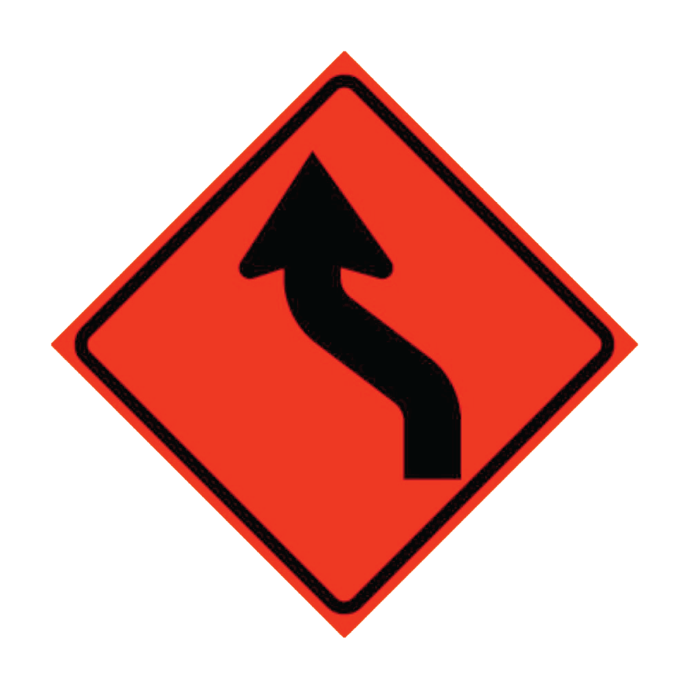 Reverse Curve Left Symbol Roll-Up Traffic Sign