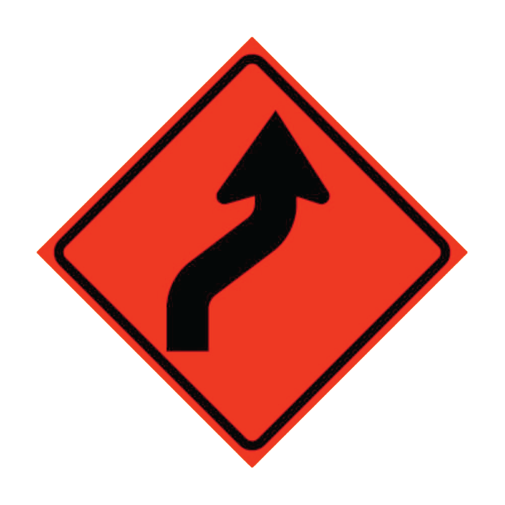 Reverse Curve Right Symbol Roll-Up Traffic Sign