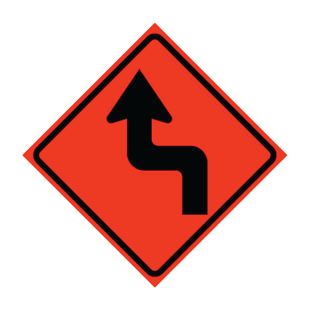 Reverse Turn Left Symbol Roll-Up Traffic Sign