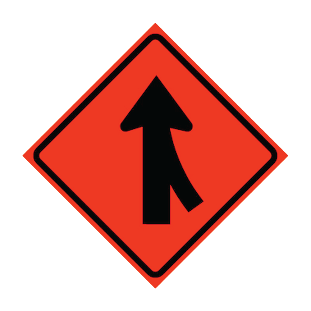Right Lane Merge Symbol Roll-Up Traffic Sign