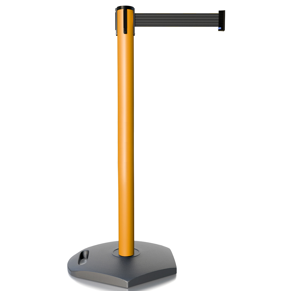 Outdoor Retractable Belt Safety Post, Rubber Base