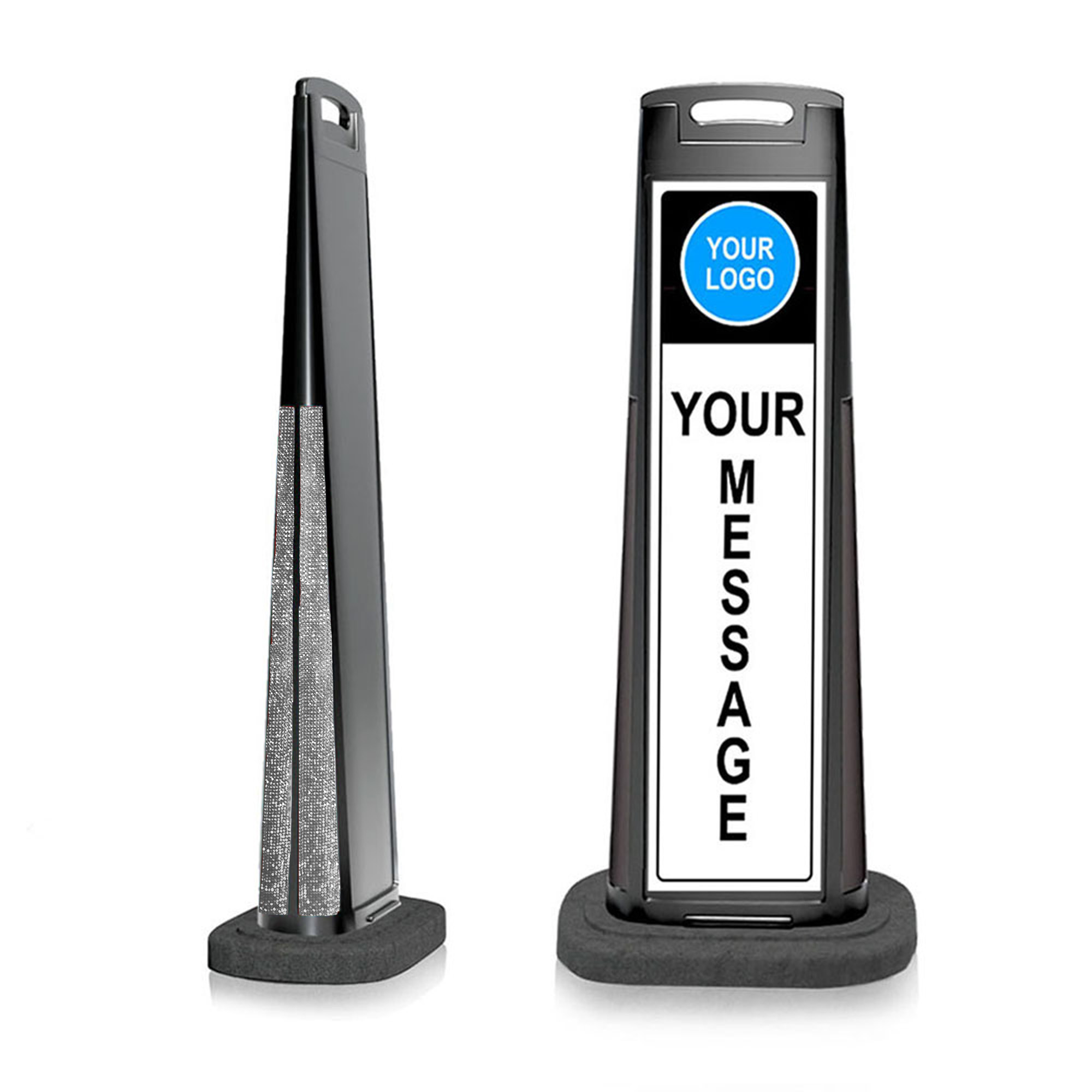 Lux SparkleEdge Black Sign w/Custom Artwork & Base