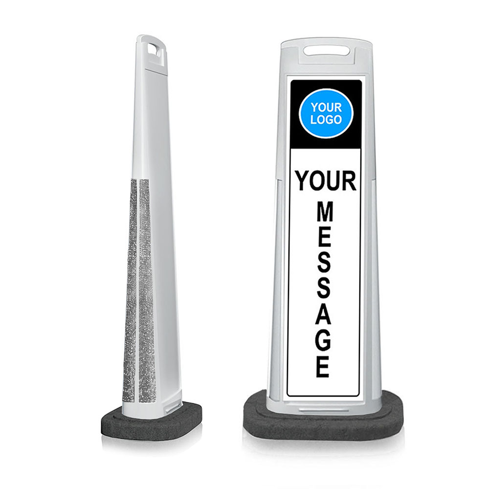 Lux SparkleEdge White Sign w/Custom Artwork & Base