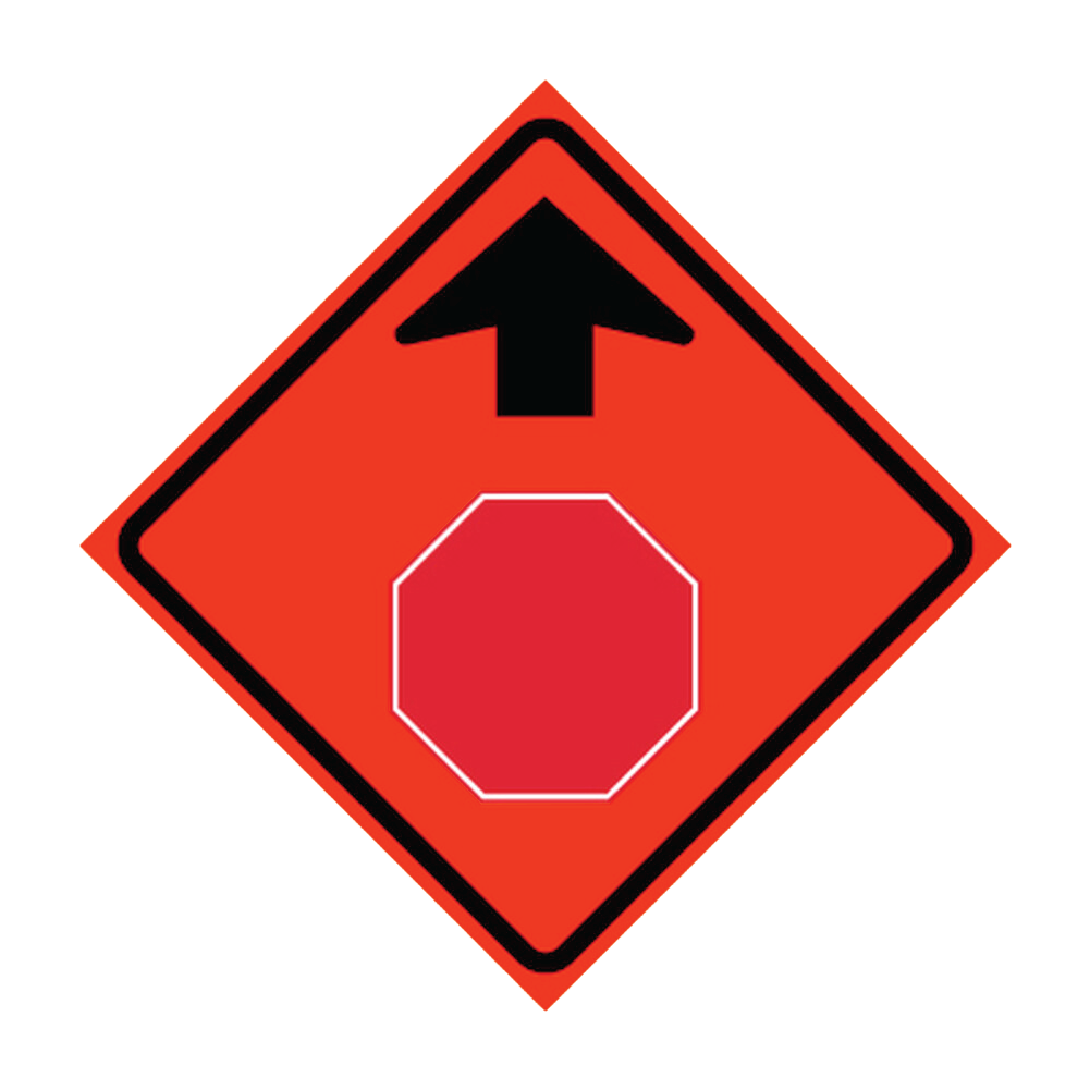 Stop Ahead Symbol Roll-Up Traffic Sign