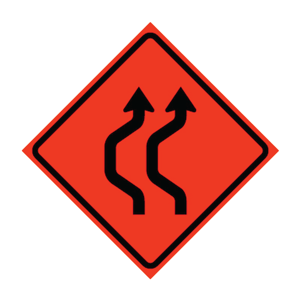 Two Lane Double Reverse Curve Left Symbol Roll-Up Traffic Sign